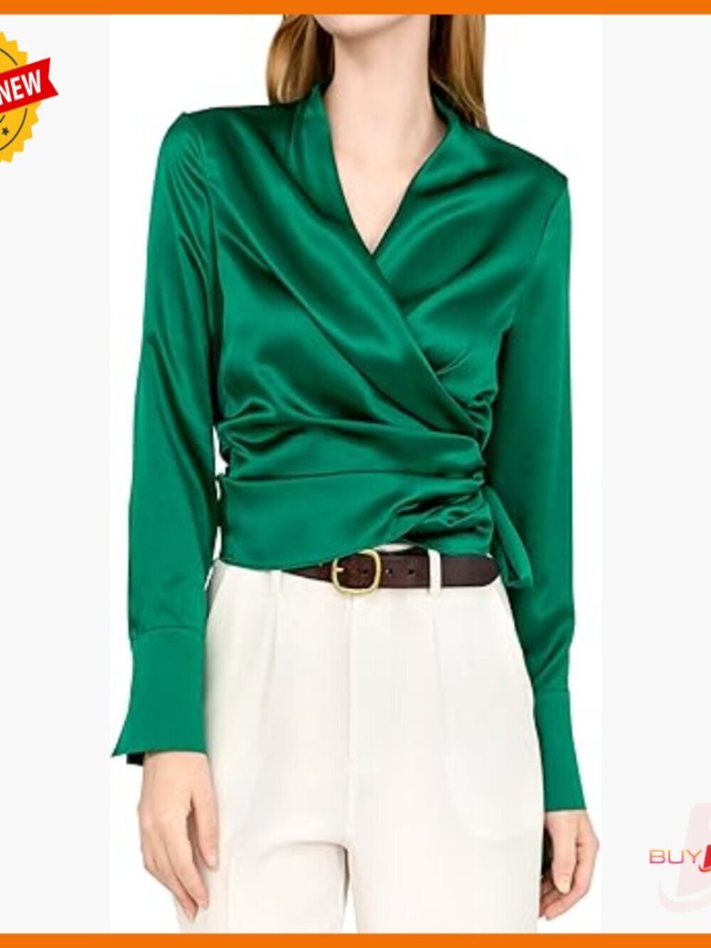 Luxury Mulberry Silk Fitted Wrap Blouse Long Sleeve Button Down Shirt